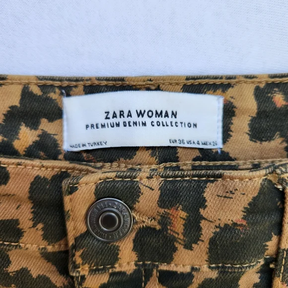 Leopard Print Velvet Trim Stretch Skinny Jeans Leggings Animal Edgy Mobwife 4 - Picture 10 of 15